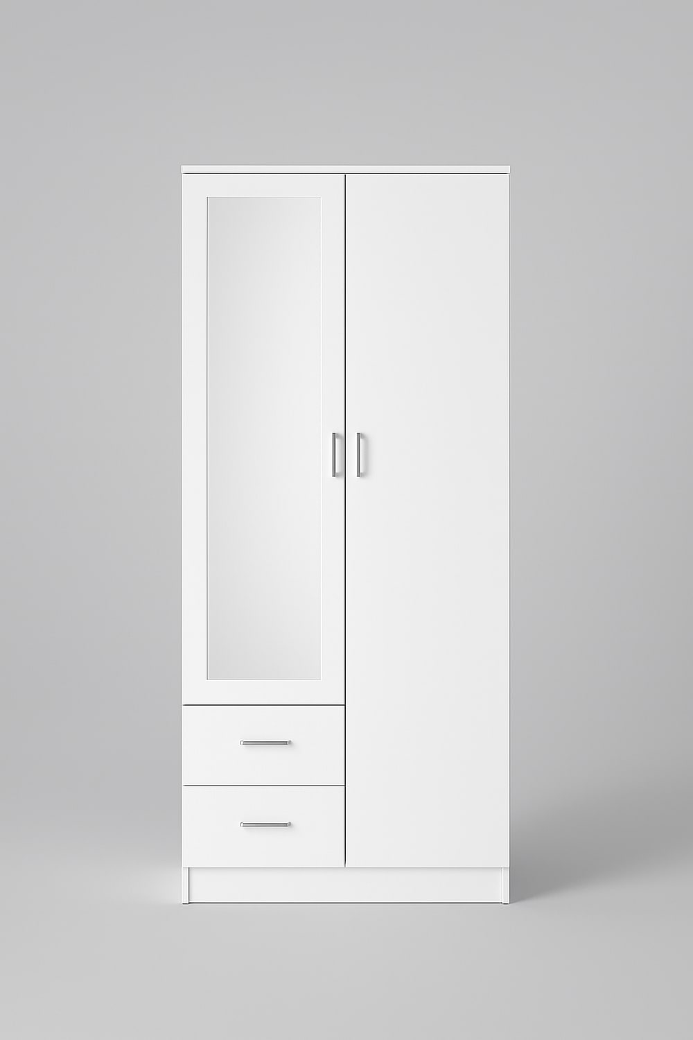 White 2 door wardrobe with mirror and drawers