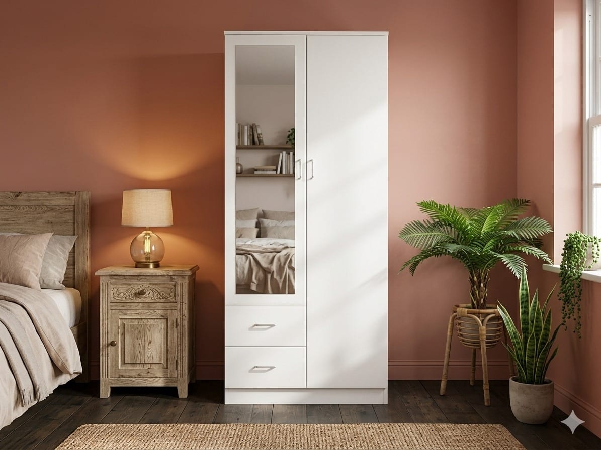 Premium 2 Door Wardrobe in Cream